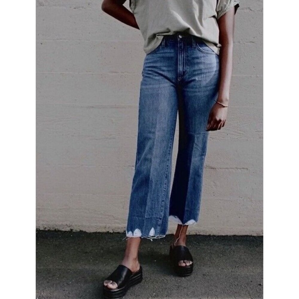 Joe Jeans Blake High Rise Wide Leg Distressed Crop Jean Minerva NEW Sz 34 Womens